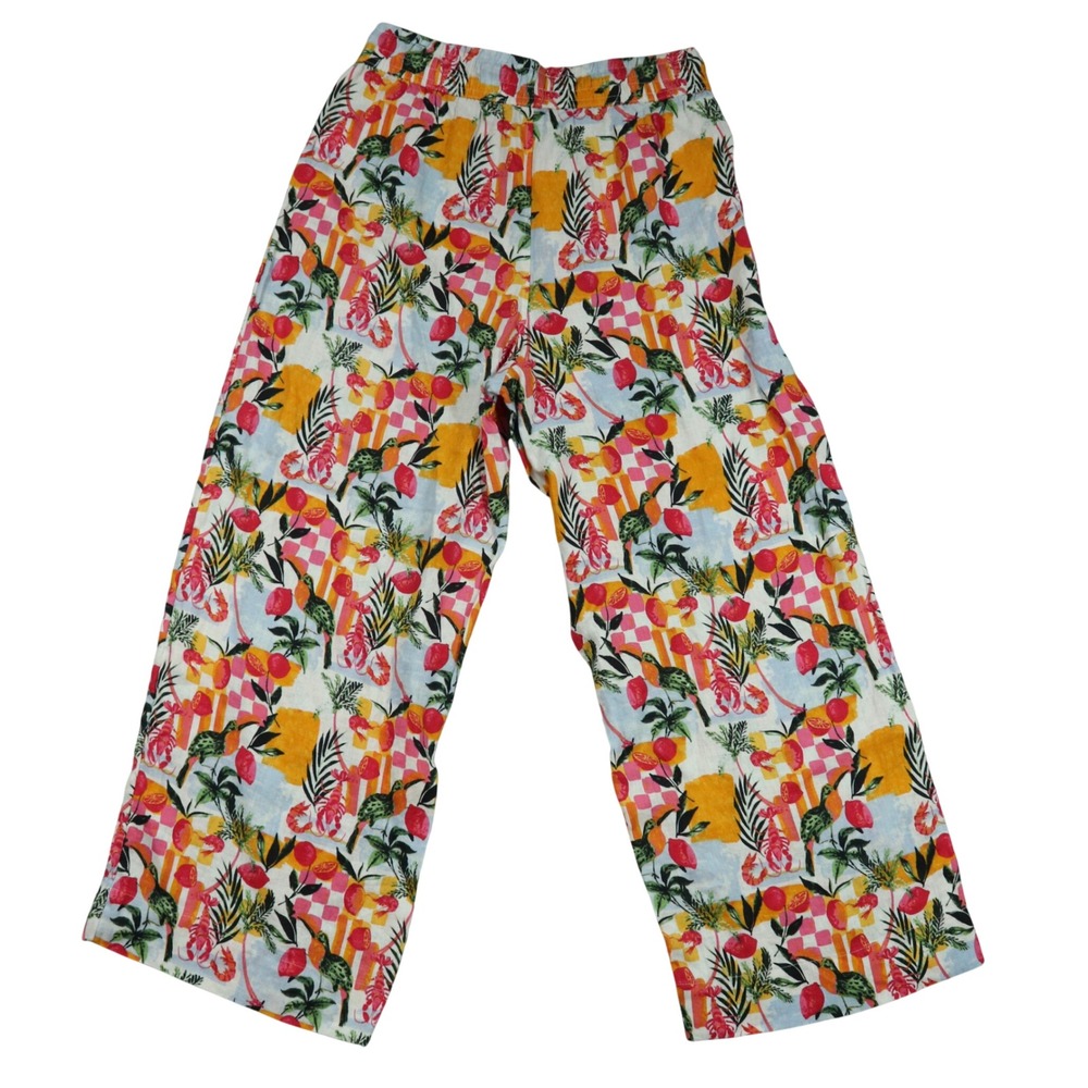 C&C California Womens 100% Linen Tropical Print Wide Leg Vacation Pants S NWT - Picture 2 of 6